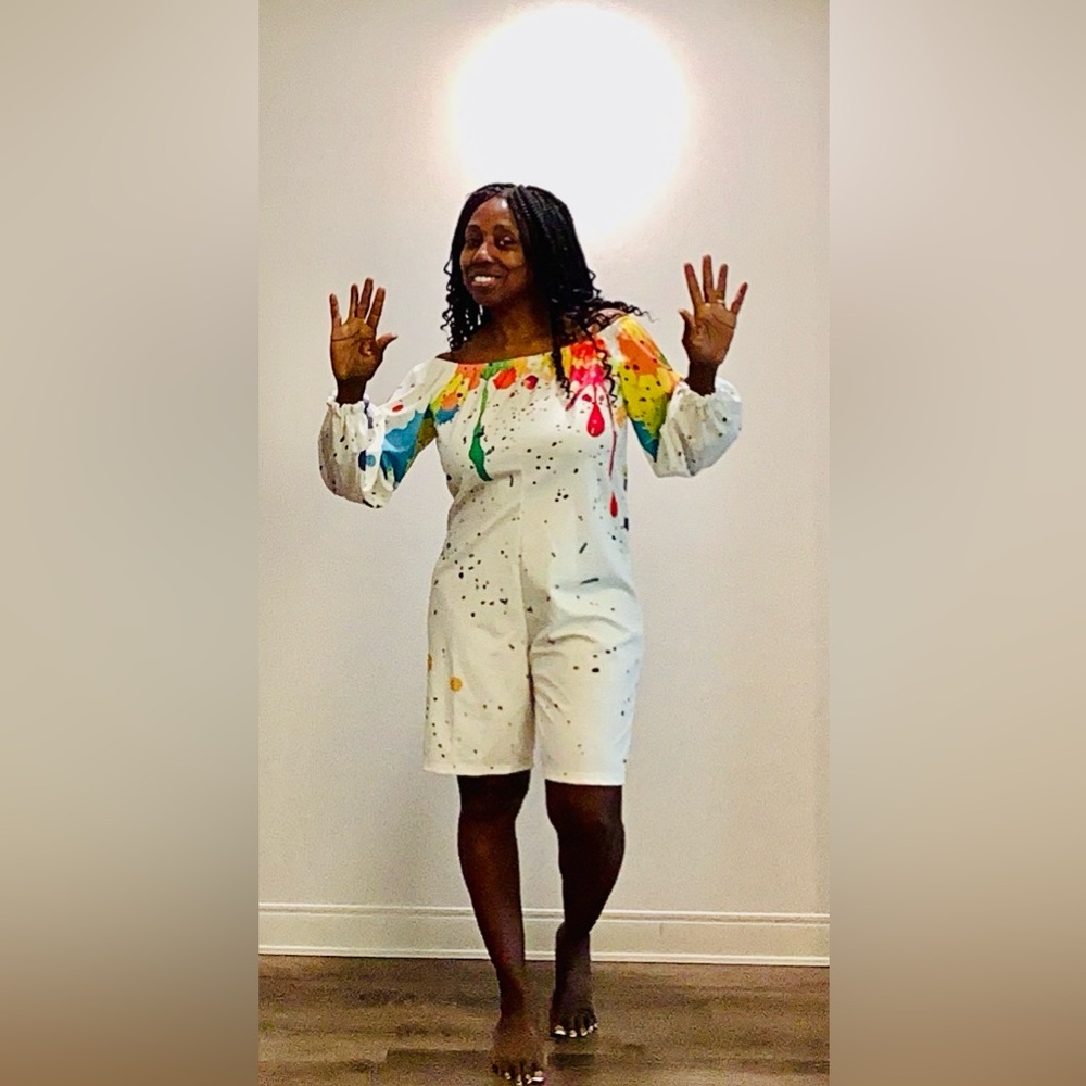 Colorful Paint Splatter Romper - Picture 2 of 9